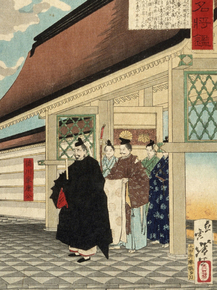 Цукиока Ёситоси - Tokugawa Ieyasu at the Entrance to a Palace