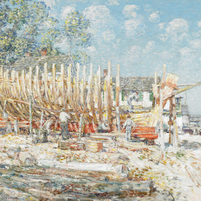 Childe Hassam - Building the Schooner, Provincetown | Чайльд Гассам