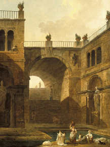 Hubert Robert - Architectural Scene with Women Washing | Юбер Робер