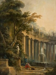 Hubert Robert - Fountain and Colonnade in a Park | Юбер Робер