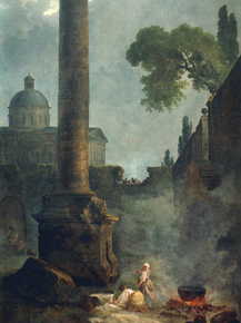 Hubert Robert - Trajans Column and a Renaissance Basilica | Юбер Робер