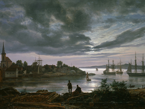 Johan Christian Dahl - Larvik by Moonlight | Юхан Кристиан Даль