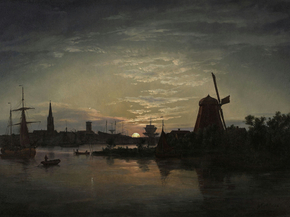 Johan Christian Dahl - Swinoujscie in the moonlight | Юхан Кристиан Даль