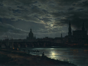 Johan Christian Dahl - View of Dresden by Moonlight | Юхан Кристиан Даль