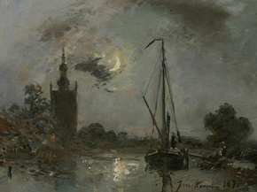 Johan Barthold Jongkind - Overschie bij maneschijn | Ян Бартолд Йонгкинд