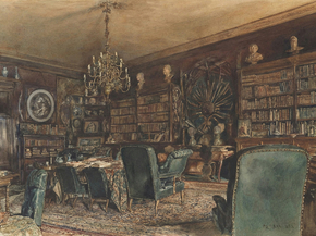 Rudolf von Alt - The Library in the Apartment | Рудольф фон Альт