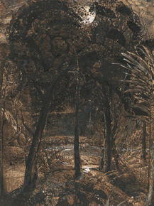 Samuel Palmer - A Moonlit Scene with a Winding River | Сэмюэл Палмер