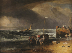 William Turner - A Coast Scene with Fishermen Hauling | Уильям Тёрнер