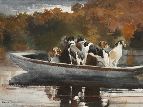Winslow Homer - Hunting Dogs in Boat. Waiting for the Start | Уинслоу Хомер