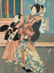Утагава Кунисада - Ofuji of omiya and her Servant