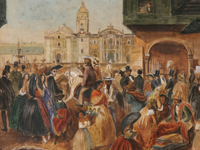 Johann Moritz Rugendas - Study for Limas Main Square | Йоганн Мориц Ругендас