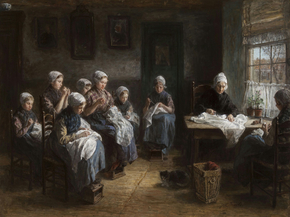 Jozef Israels - Sewing School at Katwijk | Йосеф Исраэлс