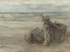 Jozef Israels - Vissersmeisje op het strand | Йосеф Исраэлс