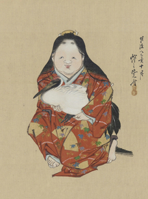 Каванабэ Кёсай - Otafuku, the Goddess of Mirth, Holding a Baby Crane Каванабэ Кёсай - Otafuku, the Goddess of Mirth, Holding a Baby Crane
