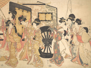 Китагава Утамаро - Courtesans Imitating a Court Procession