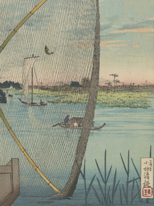 Кобаяси Киётика - Ayasegawa river with distant view of Sensoji temple