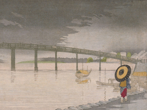 Кобаяси Киётика - View of Rainfall on Shin-Ou-hashi in To-kei