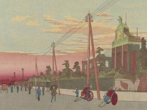 Кобаяси Киётика - View of the Mint Building at Tokiwabashi