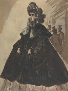 Constantin Guys - A Lady in a Bonnet and Coat | Константен Гис