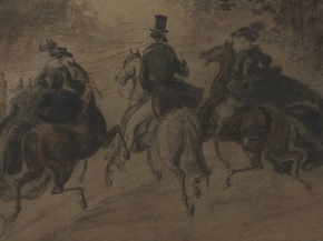 Constantin Guys - Cavalier and Two Ladies on Horseback | Константен Гис