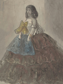 Constantin Guys - Woman in a Tiered Gown with a Large Bow | Константен Гис
