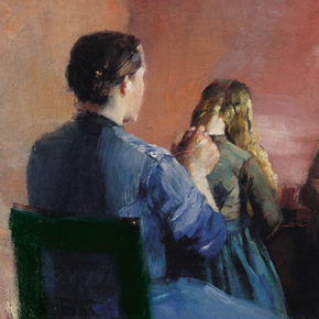 Christian Krohg - A mother plainting her little daughters hair | Кристиан Крог