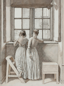 Christoffer Eckersberg - At a Window in the Artists Studio | Кристоффер Вильхельм Эккерсберг