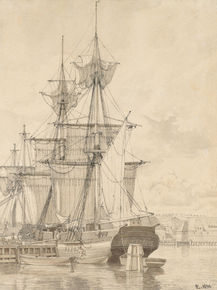 Christoffer Eckersberg - Sailing Vessels at Wilders Plads, Copenhagen