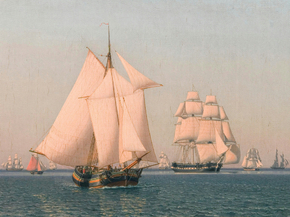 Christoffer Eckersberg - Ships under sail in a mild breeze | Кристоффер Вильхельм Эккерсберг
