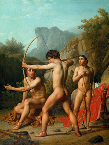 Christoffer Eckersberg - Three Spartan boys practising archery | Кристоффер Вильхельм Эккерсберг