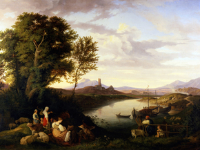 Ludwig Richter - Banks of the Tiber near Acqua Acetosa | Людвиг Рихтер