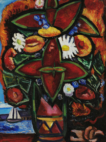 Marsden Hartley - Red Flowers and Sailboat | Марсден Хартли Marsden Hartley - Red Flowers and Sailboat | Марсден Хартли