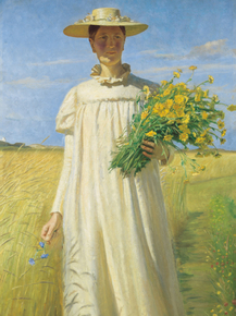 Michael Ancher - Anna Ancher returning from the field | Микаэль Анкер