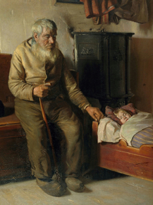 Michael Ancher - Blind Kristian minding a child | Микаэль Анкер Michael Ancher - Blind Kristian minding a child | Микаэль Анкер