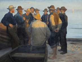 Michael Ancher - Fishermen on the Beach on a Peaceful | Микаэль Анкер