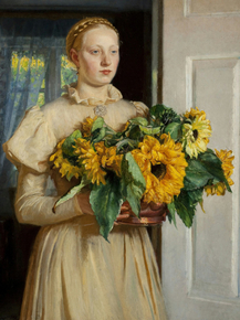 Michael Ancher - Girl with Sunflowers | Микаэль Анкер