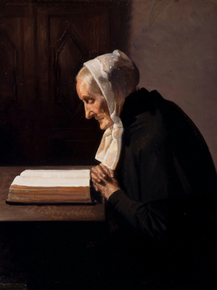 Michael Ancher - Mrs Brondum reading the Bible | Микаэль Анкер