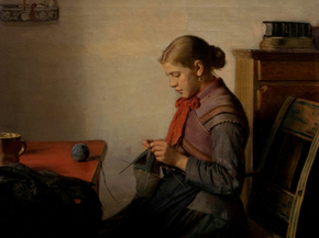 Michael Ancher - Skagen girl, Maren Sofie, knitting | Микаэль Анкер