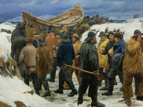 Michael Ancher - The Lifeboat is Taken through the Dunes | Микаэль Анкер