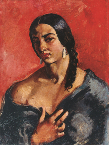 Amrita Sher-Gil - Self-Portrait with Red Background | Амрита Шер-Гил