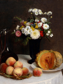 Henri Fantin-Latour - Still Life with a Carafe, Flowers and Fruit | Анри Фантен-Латур Henri Fantin-Latour - Still Life with a Carafe, Flowers and Fruit | Анри Фантен-Латур