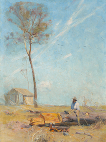 Arthur Streeton - The selector's hut. Whelan on the log | Артур Стритон Arthur Streeton - The selector's hut. Whelan on the log | Артур Стритон