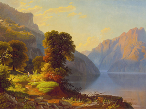 George Caleb Bingham - A View of a Lake in the Mountains | Джордж Калеб Бингем