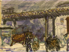 George Wesley Bellows - A Winter Day - Under the Elevated | Джордж Уэсли Беллоуз.. George Wesley Bellows - A Winter Day - Under the Elevated | Джордж Уэсли Беллоуз..