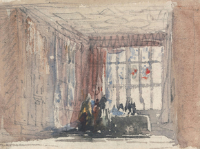David Cox - A Tudor Room with Figures, Possibly Hardwick Hall | Дэвид Кокс