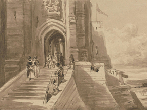 David Cox - Figures on the Outer Staircase of a Castle | Дэвид Кокс