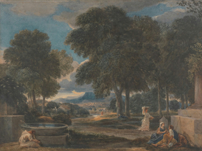David Cox - Landscape with a Man Washing His Feet at a Fountain | Дэвид Кокс