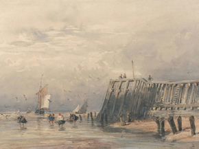 David Cox - Sailing Barges and Shrimpers off a Pier | Дэвид Кокс