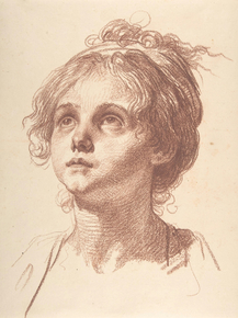 Jean-Baptiste Greuze - Head of a Girl Looking Up | Жан-Батист Грёз