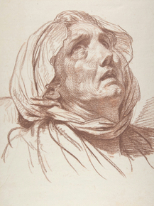 Jean-Baptiste Greuze - Head of an Old Woman Looking Up | Жан-Батист Грёз